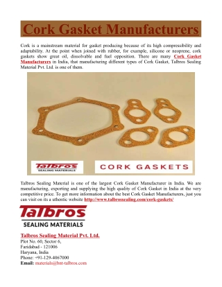 Cork Gasket Manufacturers
