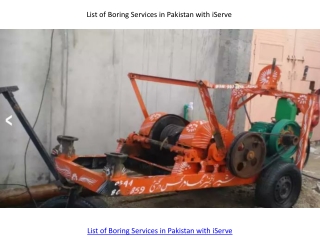 List of Boring Services in Pakistan with iServe
