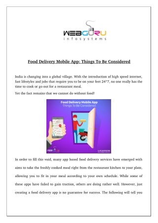 Food Delivery Mobile App: Things To Be Considered