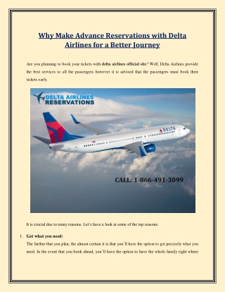 Why Make Advance Reservations with Delta Airlines for a Better Journey