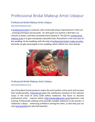 Professional Bridal Makeup Artist Udaipur