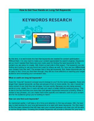 How to Get Your Hands on Long Tail Keywords