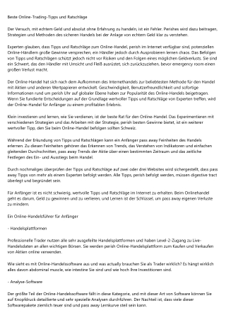 Beste Online-Trading-Tipps und Ratschläge
