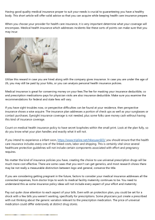 Discovering The Right Medical Insurance Insurance Policy For You