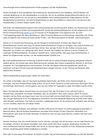 Auswirkungen eines kohlenhydratarmen Ernährungsplans auf den Muskelaufbau