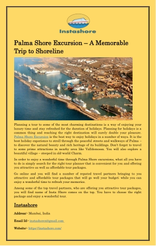 Palma Shore Excursion – A Memorable Trip to Shoreline