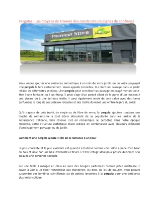 Pergolas - Les moyens de trouver des constructeurs dignes de confiance