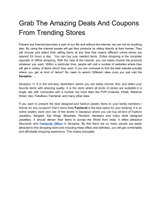 Grab The Amazing Deals And Coupons From Trending Stores