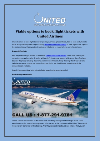 Viable options to book flight tickets with United Airlines