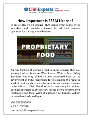 How Important Is FSSAI License?