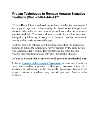 Proven Techniques to Remove Amazon Negative Feedback