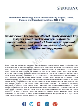 Smart Power Technology Market - Global Industry Insights, Trends, Outlook, and Opportunity Analysis, 2018–2026
