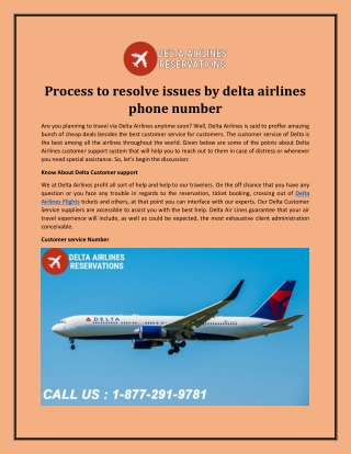 Process to resolve issues by delta airlines phone number