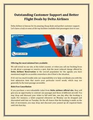 Delta Airlines Flights - Outstanding Customer Support and Better Flight Deals by Delta Airlines