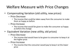 Welfare Measure with Price Changes