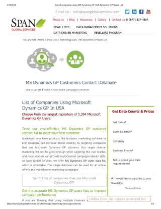 List of Companies using MS Dynamics GP