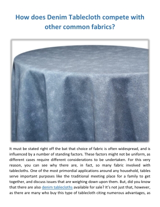 How does Denim Tablecloth compete with other common fabrics?