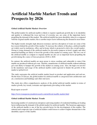 Artificial Marble Market Trends and Prospects by 2026