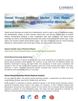 Dental Wound Dressings Market 2026 Analysis by Growth, Major Manufacturers, Competitive Strategies and Forecast to 2026