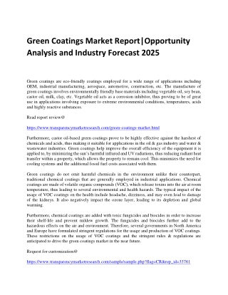 Green Coatings Market Report|Opportunity Analysis and Industry Forecast 2025