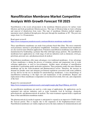 Nanofiltration Membrane Market Competitive Analysis With Growth Forecast Till 2025