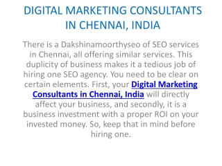 Digital Marketing Consultants Chennai, India.