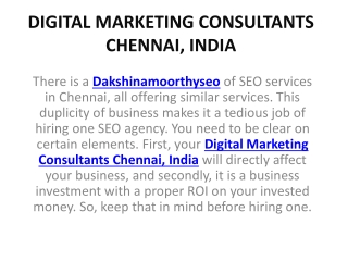 Digital Marketing Consultants Chennai, India.