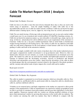 Cable Tie Market Report 2018 | Analysis Forecast
