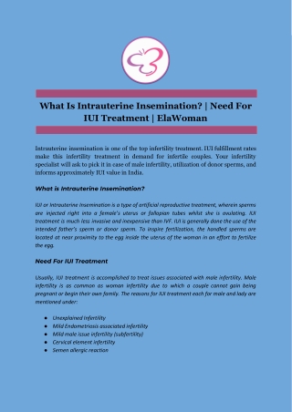 What Is Intrauterine Insemination? | Need For IUI Treatment | ElaWoman