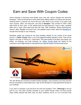 Earn and Save With Coupon Codes
