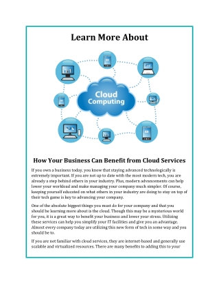 Learn More About How Your Business Can Benefit from Cloud Services