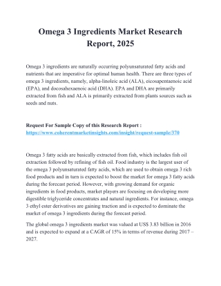 Omega 3 Ingredients Market