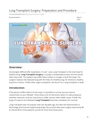 Lung Transplant Surgery: Preparation And Procedure