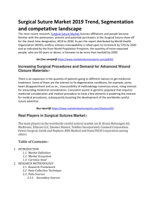 Surgical Suture Market 2019 Trend, Segmentation and competative landscape