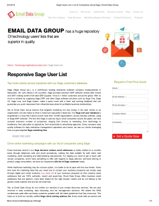 Sage Customers Mailing List - Email Data Group