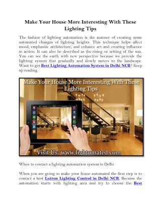 Make Your House More Interesting With These Lighting Tips