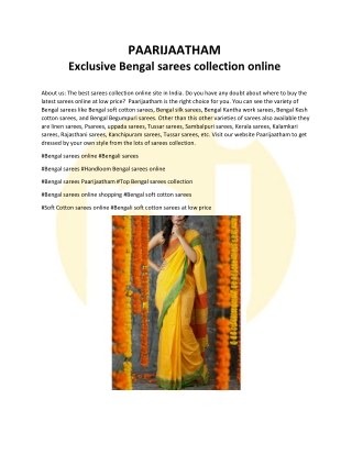 Exclusive Bengal sarees paarijaatham collection online
