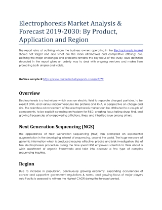 Electrophoresis Market Analysis & Forecast 2019-2030: By Product, Application and Region