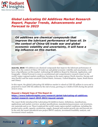 Lubricating Oil Additives Market Demands, Types and Projected Industry Size & Shares 2023
