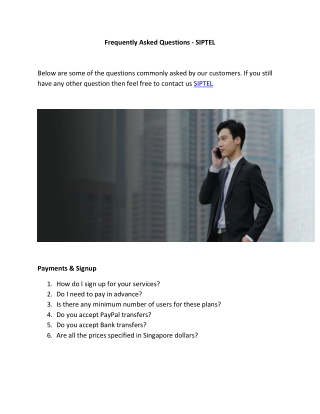 Frequently asked questions - SIPTEL