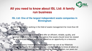 All you need to know about ISL Ltd: A family run business