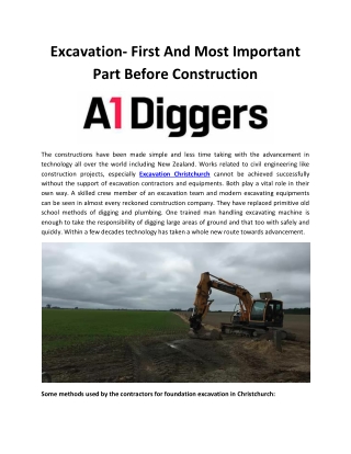 Excavation- First And Most Important Part Before Construction