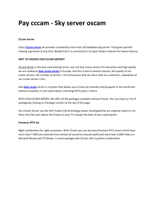 Pay cccam - Sky server oscam