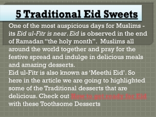 5 Traditional Sweets for Eid Party, 5 Best Eid Desserts