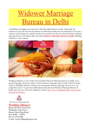 Widower Marriage Bureau in Delhi