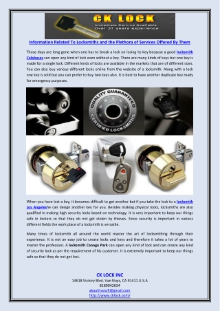 Information Related To Locksmiths and the Plethora of Services Offered By Them