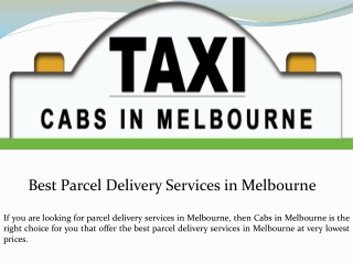 Best Parcel Delivery Services in Melbourne