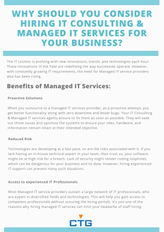 Why Should You Consider Hiring IT Consulting & Managed IT services for your Business?