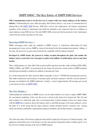 Bulk messaging with the aid of SMPP SMSC Services
