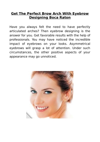 Get The Perfect Brow Arch With Eyebrow Designing Boca Raton